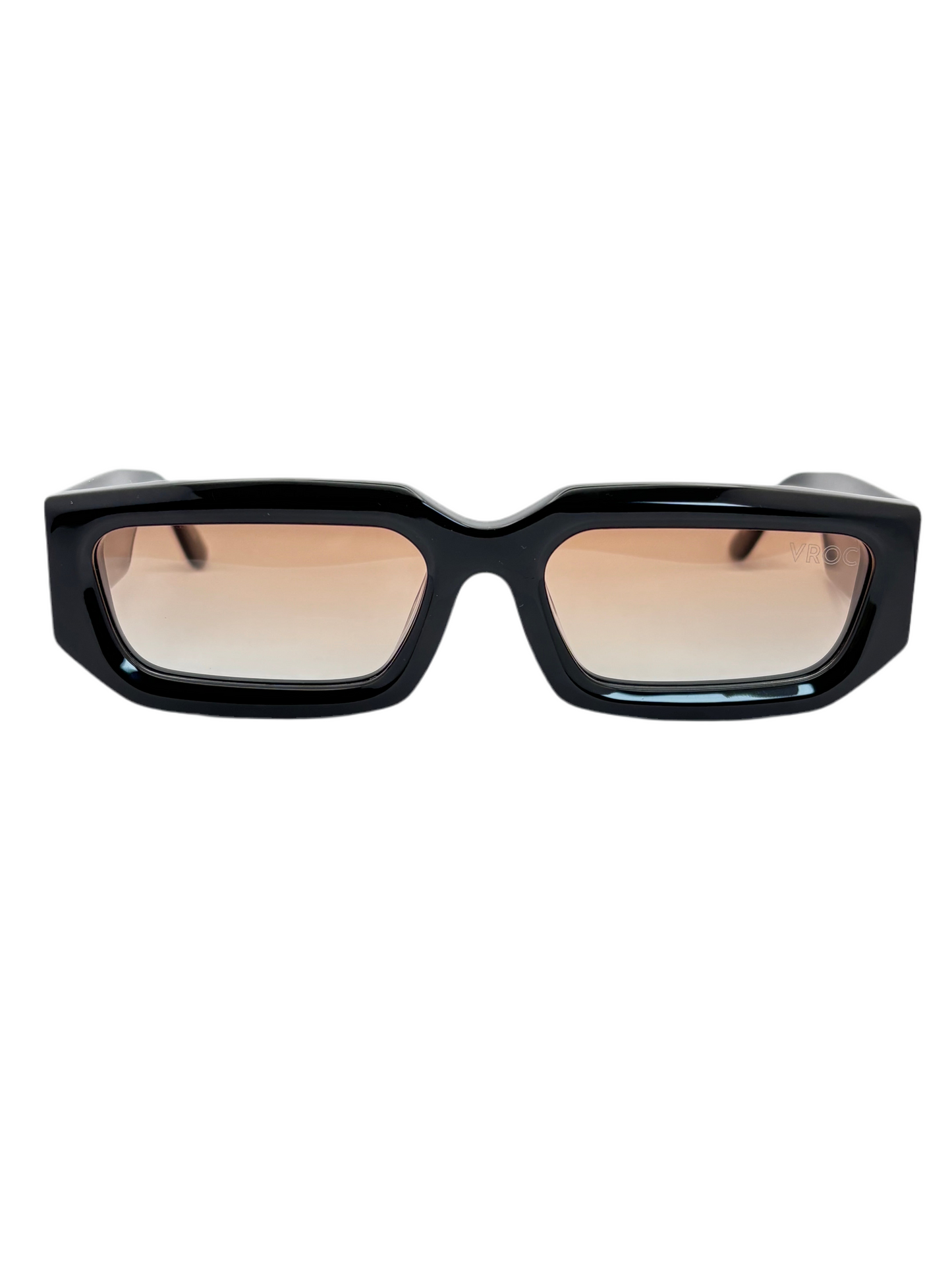 Avelys – Lunettes de soleil unisexes noir brillant et verres-marron clair