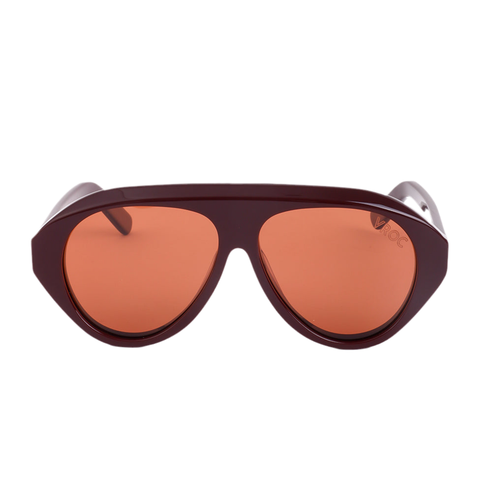Lunettes de soleil bordeaux profond aux reflets intenses de la marque vroc. 