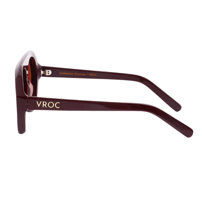 Photo des Lunettes de soleil bordeaux profond aux reflets intenses de la marque VROC. 