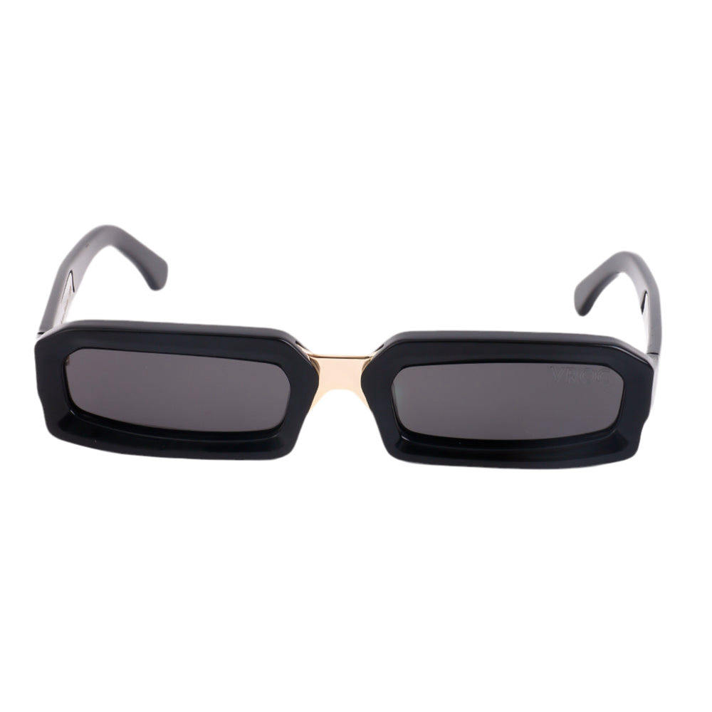 photo des lunettes Lunettes de soleil noires à la monture fine et aux lignes structurées de la marque VROC.