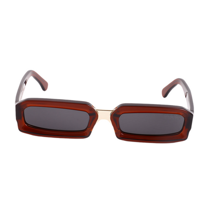 photo des Lunettes de soleil translucides aux teintes ambrées et chaleureuses de la marque VROC. 