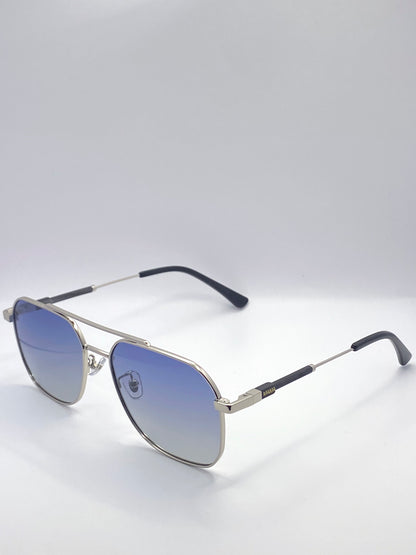 Lunettes de soleil argentées verres bleus – Mama Janet