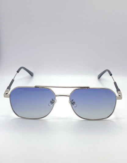 Lunettes de soleil argentées verres bleus – Mama Janet