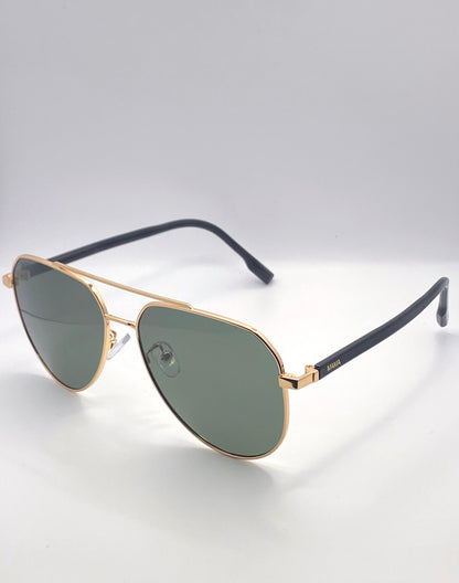 Lunettes de soleil femme – MAMA Rosa monture noire et dorée losange