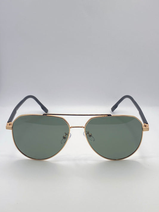 Lunettes de soleil femme MAMA Rosa – monture noire et dorée losange